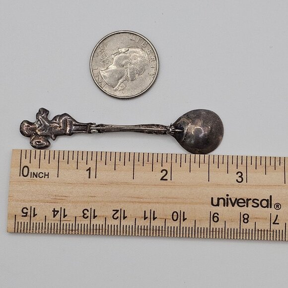 Vtg Silverplate Souvenir Collector Spoon 2.75" Cherub Angel Handle Rustic Brooch - Picture 3 of 12